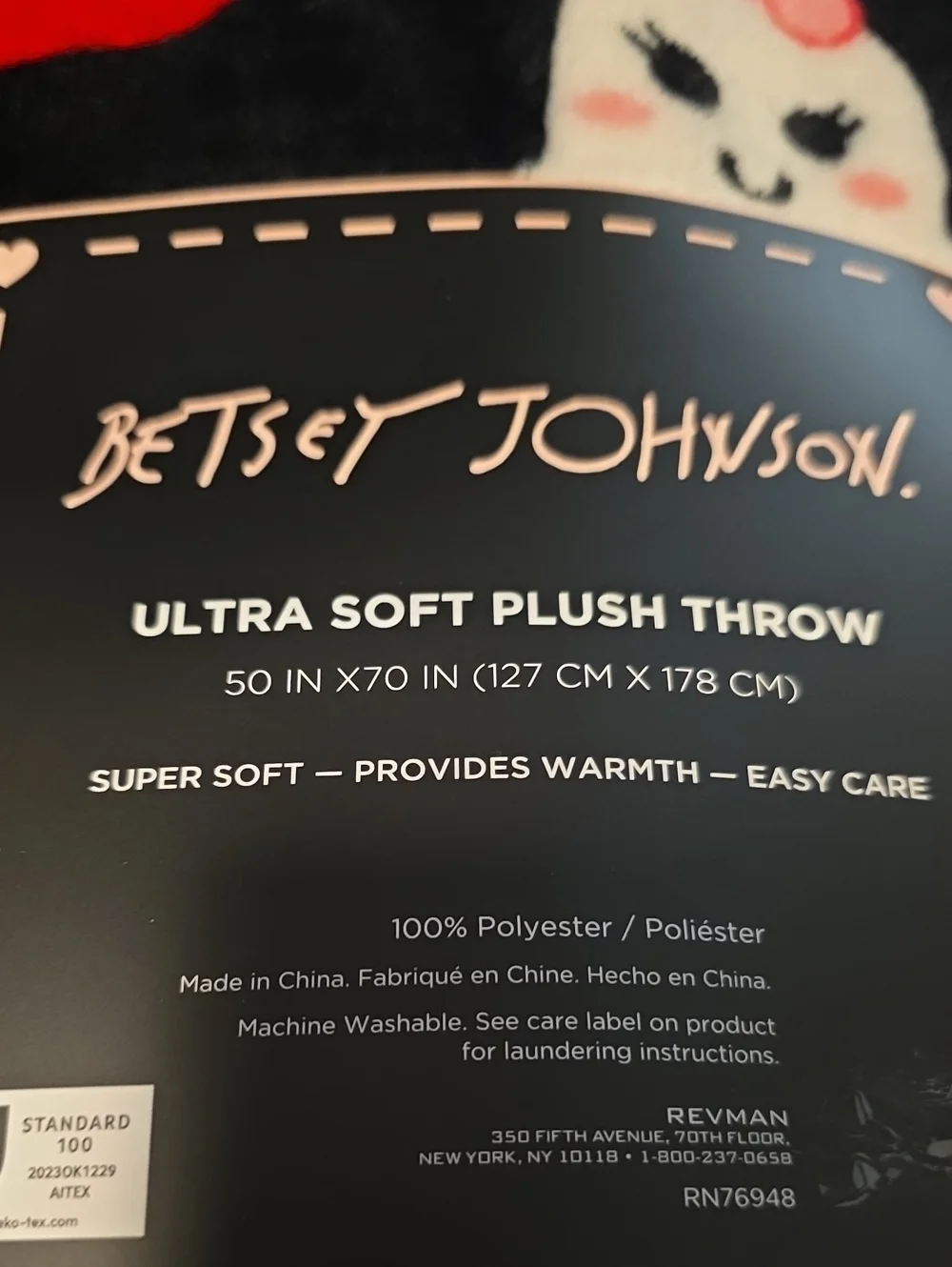 NWT Betsey Johnson Plush Throw Ghost Halloween
